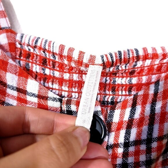 NEW Urban Outfitters UO Positano Linen Tie-Shoulder Midi Dress Red Gingham Small - Picture 8 of 10